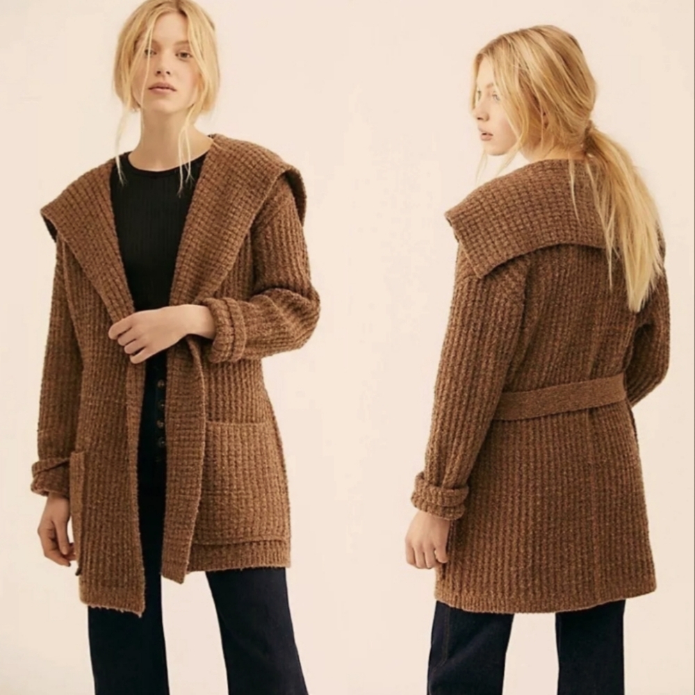 🌿 Free People Taffy Sweater Cardi – Brown, Size Small 🌿